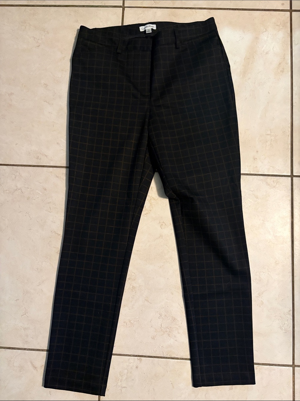 Calvin Klein Black Windowpane Straight Leg Trousers